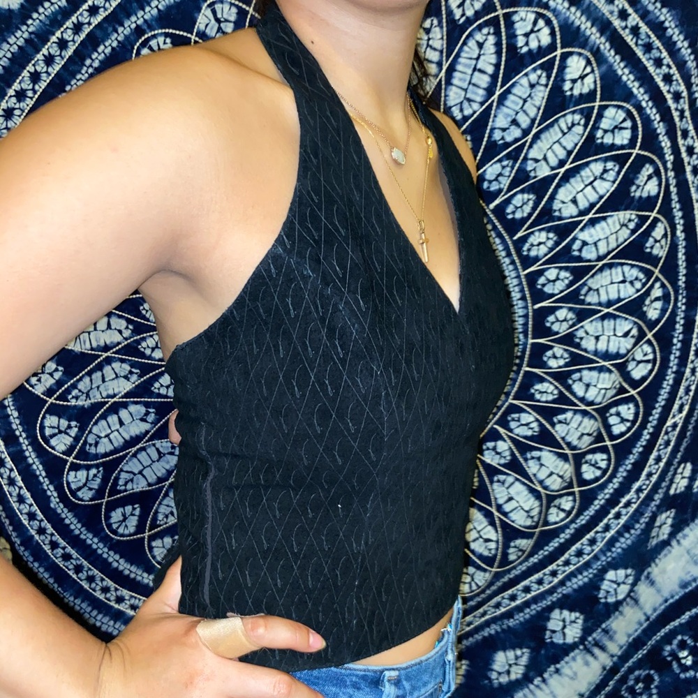 Black suede halter
